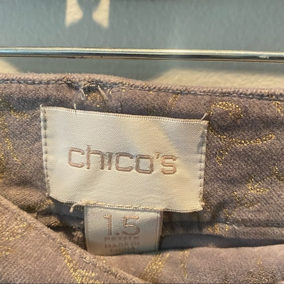 2/$35 Chico Gray Velvet with Gold Floral Designs 1.5 Petite M P 10P 10 P - Picture 4 of 5